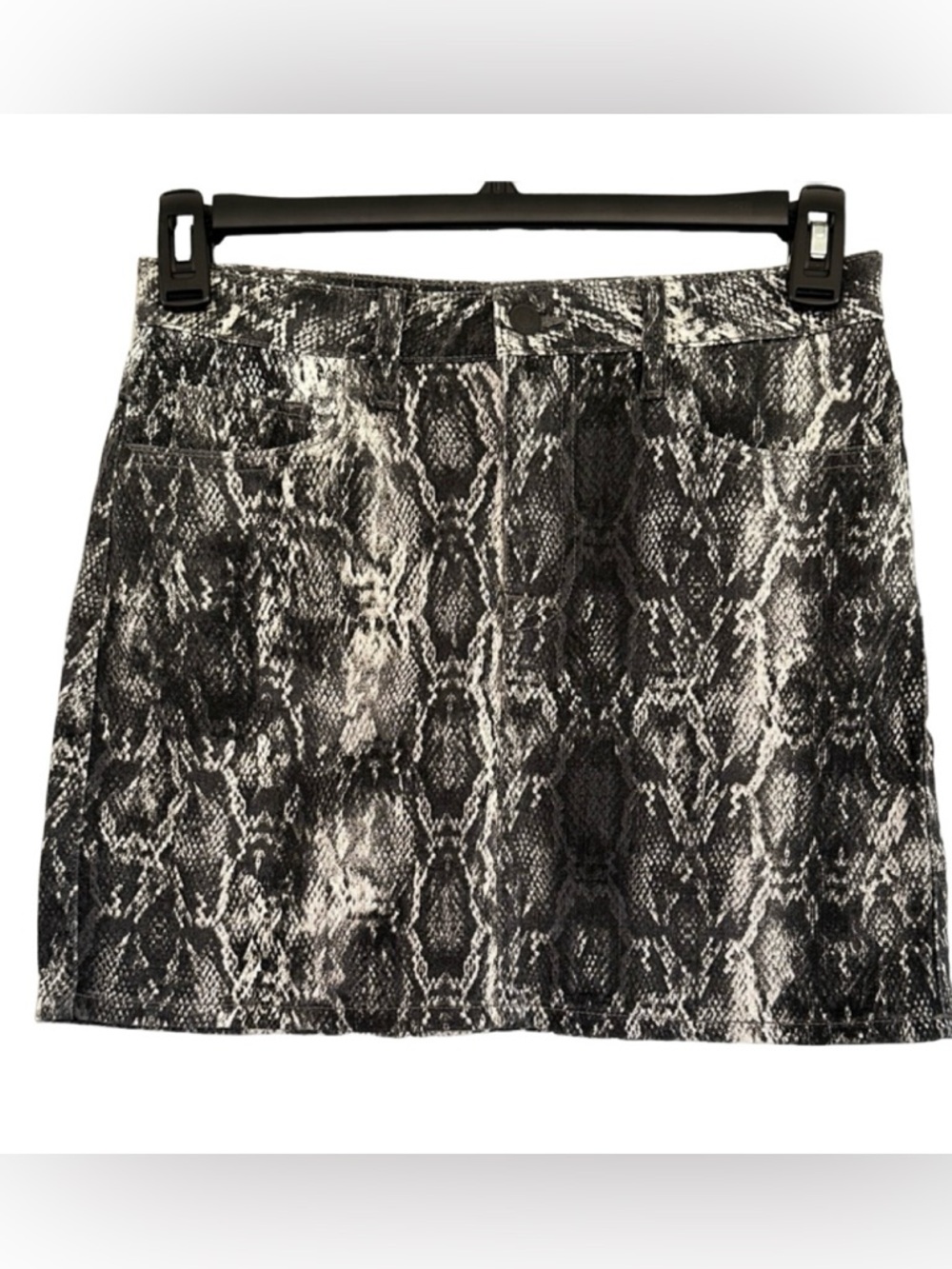 Zara stylish Black and Gray Snake Print Denim Skirt